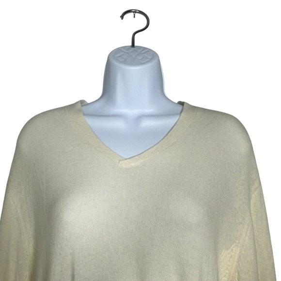 Theory Womens XL Ivory V-Neck Sweater Wool Angora Cashmere Blend Minimalist - Picture 7 of 11